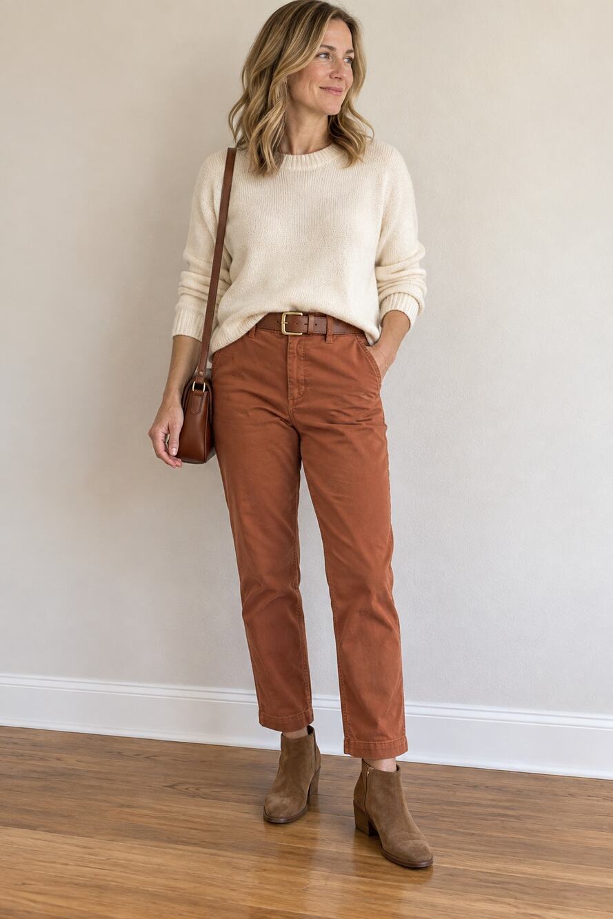 J.Crew High-Rise Girlfriend Chino Pants in Burnt Orange 8